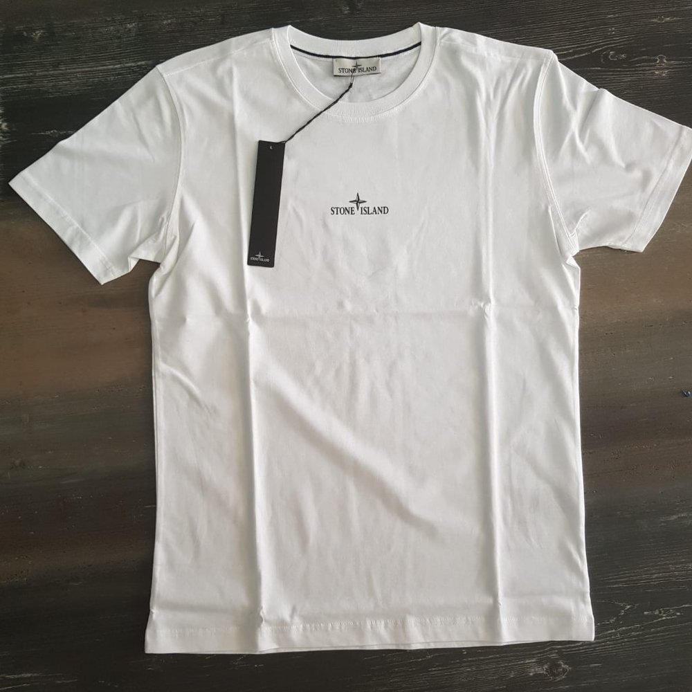Stone Island Logo Printed White T-Shirt